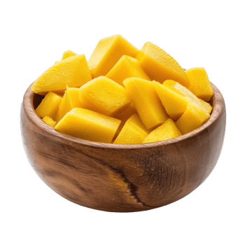Sliced pieces of Mango in bowl front view isolate on transparency background png