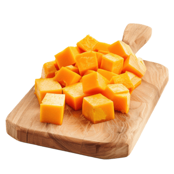Siced Butternut Squash on chopping board isolate on transparency background png