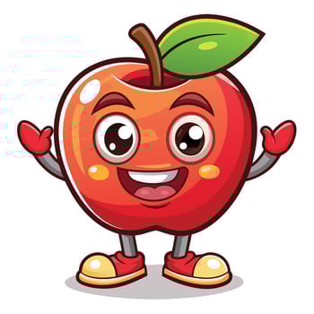 cute apple character illustration vector