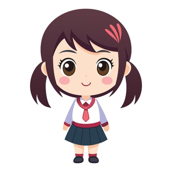a cartoon girl in a school uniform vector