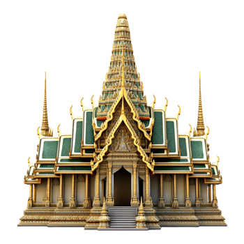 Iconic Thai Temple with Golden Roof and Intricate Details png