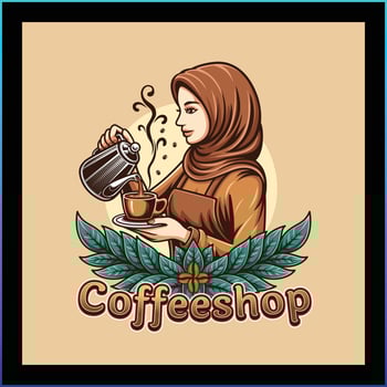 Logo illustration of a barteender girl vector