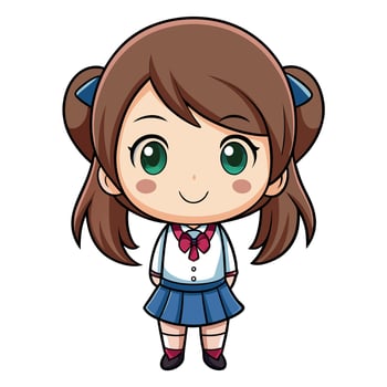 a cartoon girl in a school uniform vector