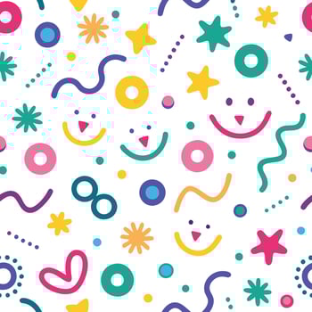 seamless pattern with colorful shapes and faces vector