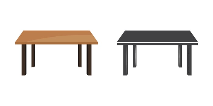 Two tables with different colors on them vector