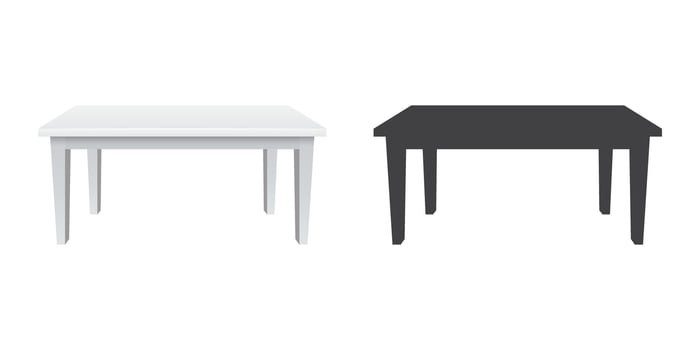 Table furniture icon in flat style. Wooden table illustration on isolated background. Dinner desk sign business concept. vector