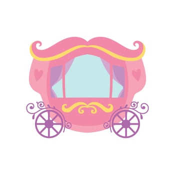 Cute Pink Princess Fairytale Carriage Cartoon Illustration vector