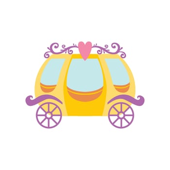 Cute Golden Princess Fairytale Carriage Cartoon Illustration vector