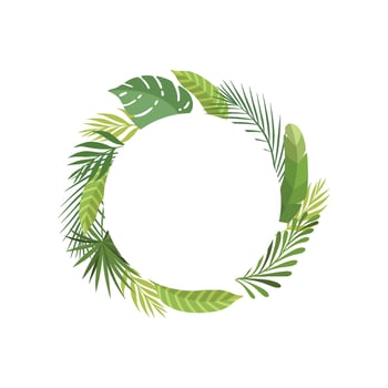 Tropical Leaves Frame with Space for Text, Banner, Tropic Rainforest Foliage Border, Poster, Wedding Invitation, Summer Greeting Card Design Element Illustration vector