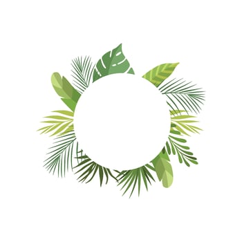 Tropical Leaves Frame with Space for Text, Banner, Rainforest Foliage Border, Poster, Wedding Invitation, Summer Greeting Card Design Element Illustration vector