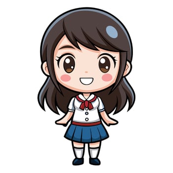 a cartoon girl in a school uniform vector