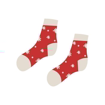 Trendy cotton and woolen socks with different textures isolated on white background. illustration. Knitted socks icon different colors and sizes . Cozy winter,autumn and could season time . vector