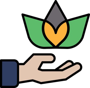 A hand holding a leaf with a heart in the middle vector