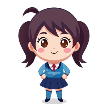 a cartoon girl in school uniform vector