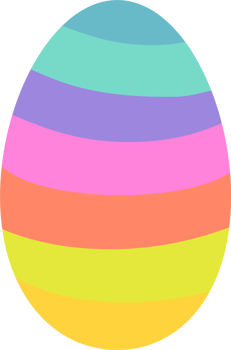 Cute Easter painted eggs in rainbow tones png