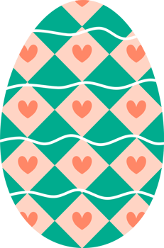 Cute Easter painted eggs in green heart tones png