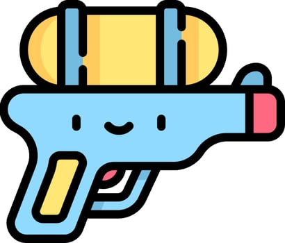 A cartoon gun with a smiley face on it vector