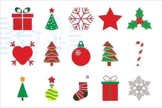 Merry christmas set of flat colour elements a illustration vector