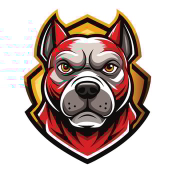 a red and white pit bull dog head vector