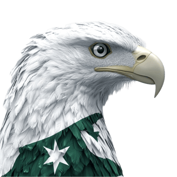 Eagle with a Green and White Star on Its Head png