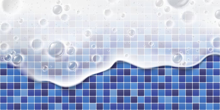 A blue tile background with bubbles and water vector