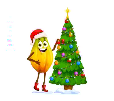 Christmas papaya fruit and decorated pine tree vector