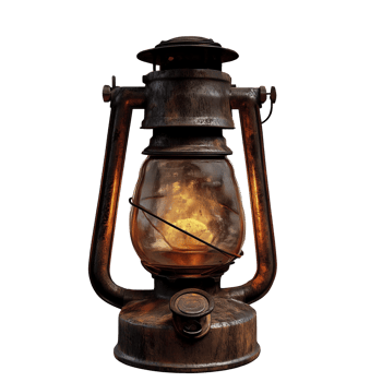 Antique Oil Lamp Isolated on Transparent Background png