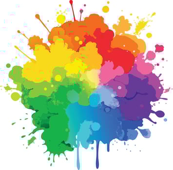 Colorful paint splatters on white background vector