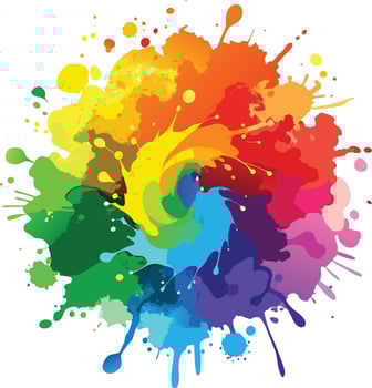 Colorful paint splashes in a circle vector