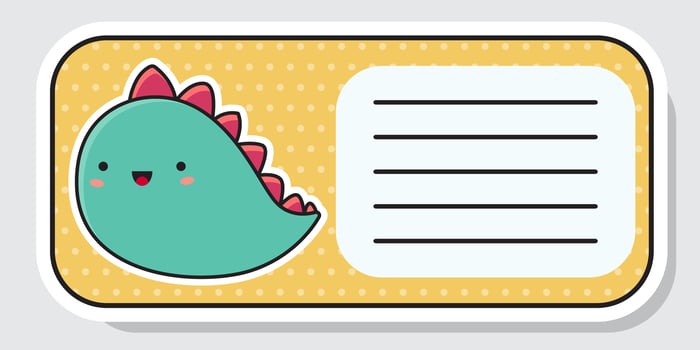 Notebook label. Cute dinosaur. Baby stickers. illustration. vector