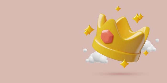 Gold shining jewel crown with stars 3d render for winner award background vector