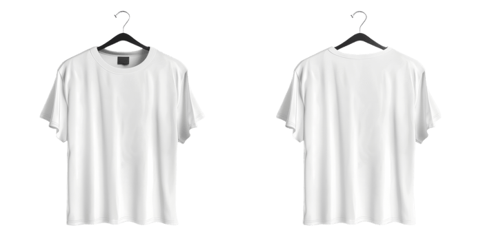 Ultra Realistic White T-Shirt Hanging on a Hanger, Front and Back View for Mockup Design png