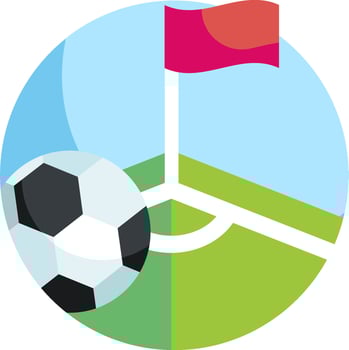 A soccer ball and flag on a field vector