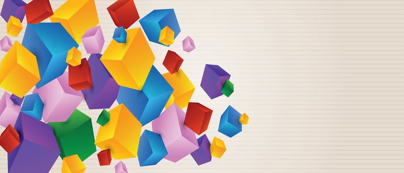 Abstract Colorful 3D Cubes on Neutral Background vector