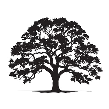 Majestic Oak Tree Silhouette for Fine Art vector