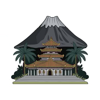 A pagoda with a mountain in the background vector