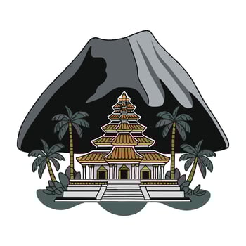 The temple and the mountain in the background vector