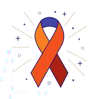 Glowing digital art of diabetic awareness ribbon with holographic effects vector
