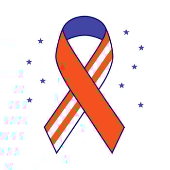 Glowing patriotic ribbon and flag with copy space vector