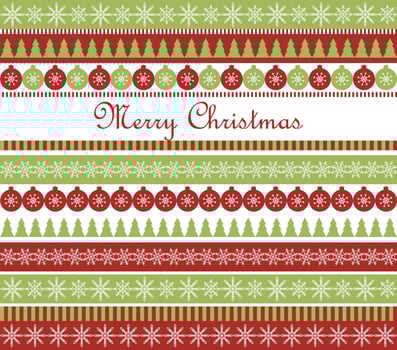 Merry Christmas greeting card with Christmas borders vector