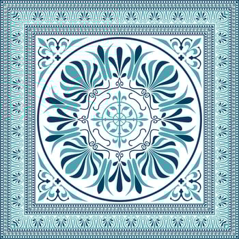 colored classic Greek square ornament. Rectangle of Ancient Greece and Roman Empire. Byzantine painting of walls, floors and ceilings. Decoration of European palaces. vector