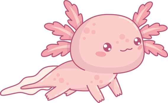 Cute pink Axolotl. Little cartoon character png