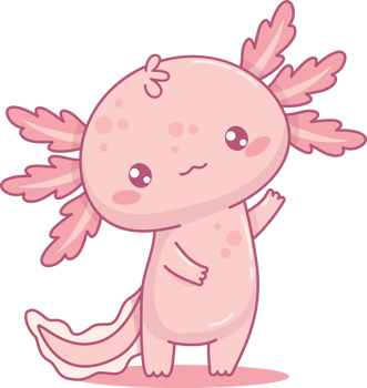 Cute pink Axolotl. Little cartoon kawaii character png