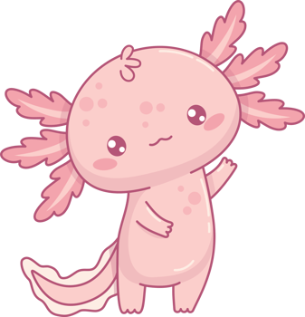 Cute pink Axolotl Little kawaii character png
