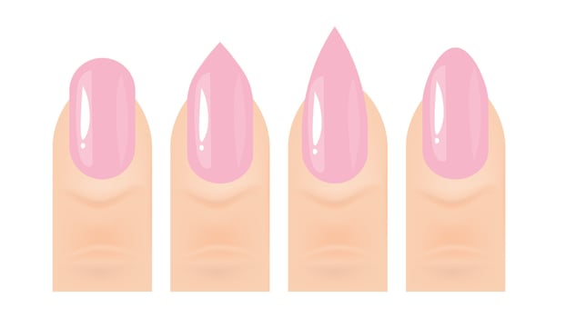 illustration woman finger with peach nail art vector
