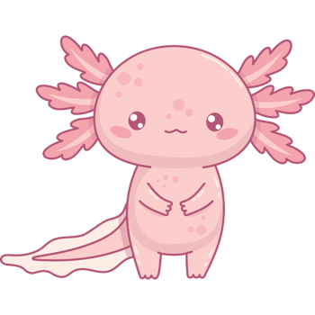 Cute pink Axolotl kawaii character png