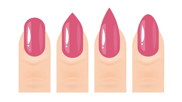 illustration woman finger with pink or peach nail art vector