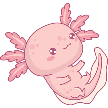 Cute pink Axolotl. Little kawaii character png