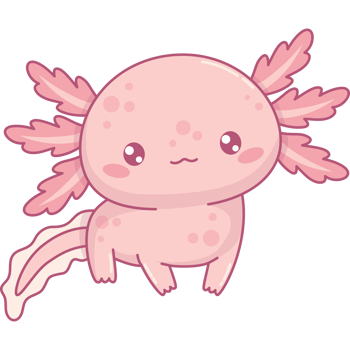 Cute little pink Axolotl kawaii character png
