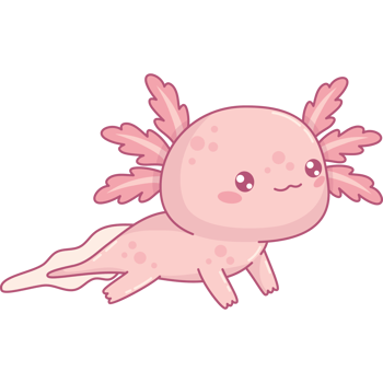 Cute pink Axolotl. Little cartoon kawaii character png